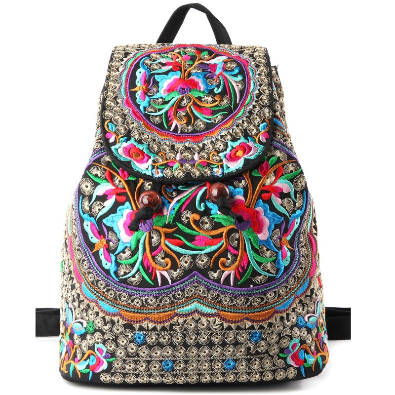 Goodhan Vintage Embroidered Women Backpack Ethnic Travel Handbag Shoulder Bag Large Version - Image 1